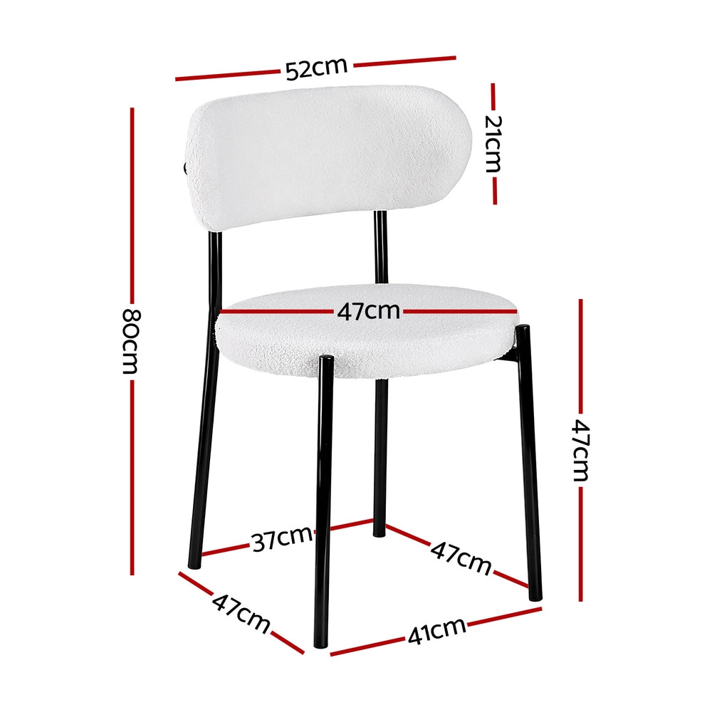 Stirling Boucle Dining Chair, White Sherpa 2pcs
