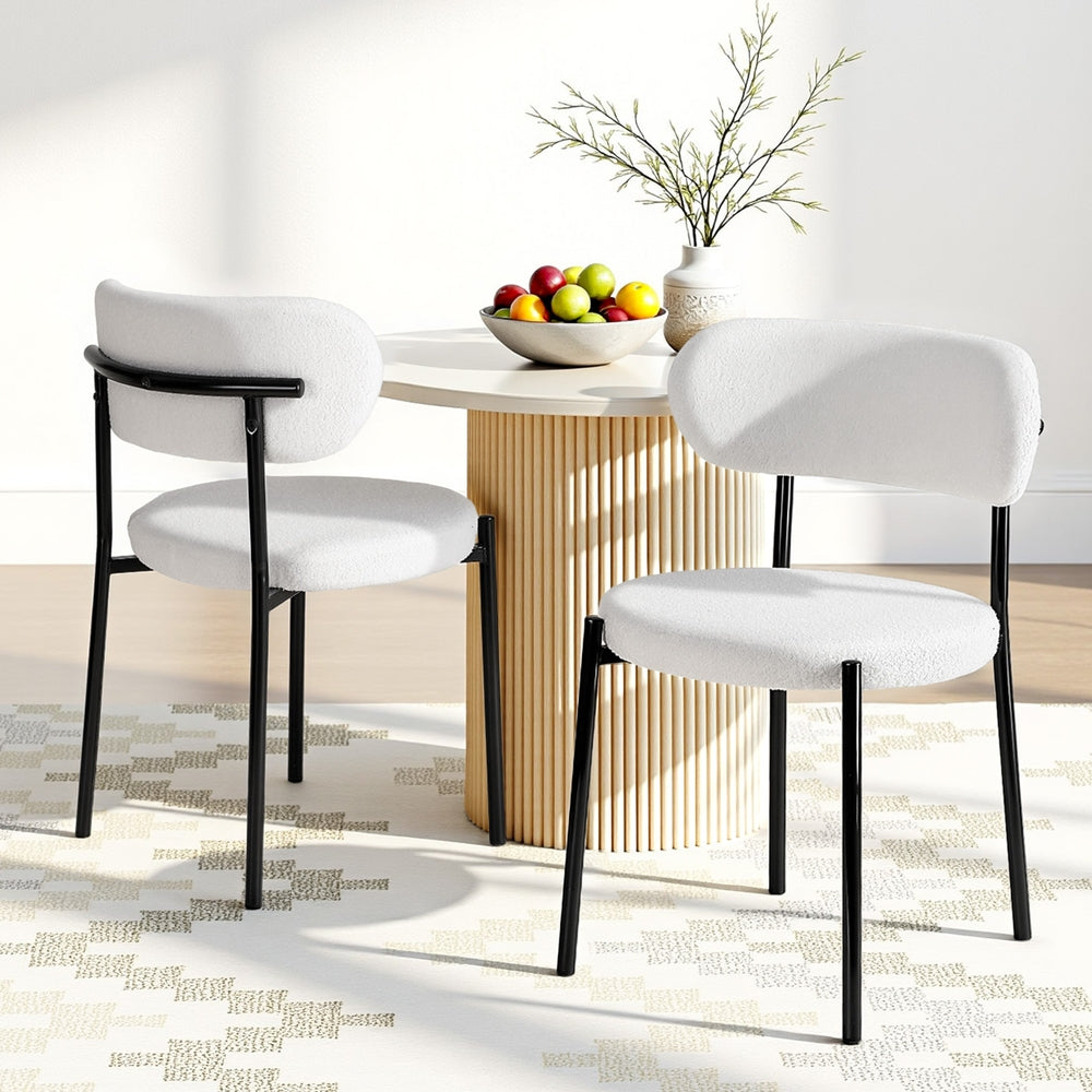 Stirling Boucle Dining Chair, White Sherpa 2pcs