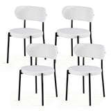 Stirling white sherpa boucle dining chairs with curved backrest in a modern dining room