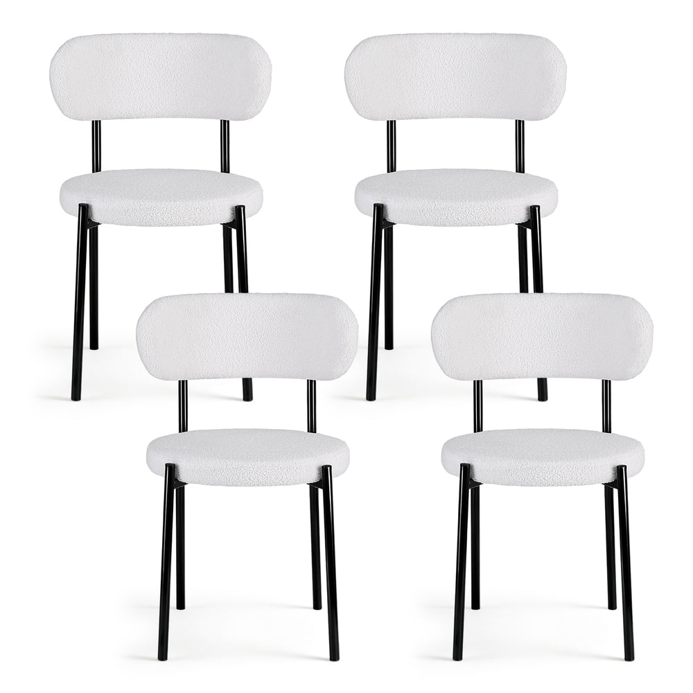 Stirling Boucle Dining Chair, White Sherpa 4pcs