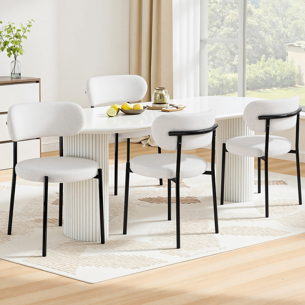 Stirling Boucle Dining Chair, White Sherpa 4pcs