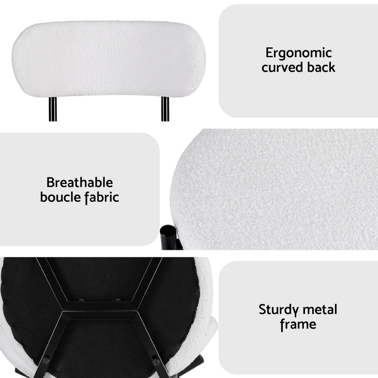 Stirling Boucle Dining Chair, White Sherpa 6pcs