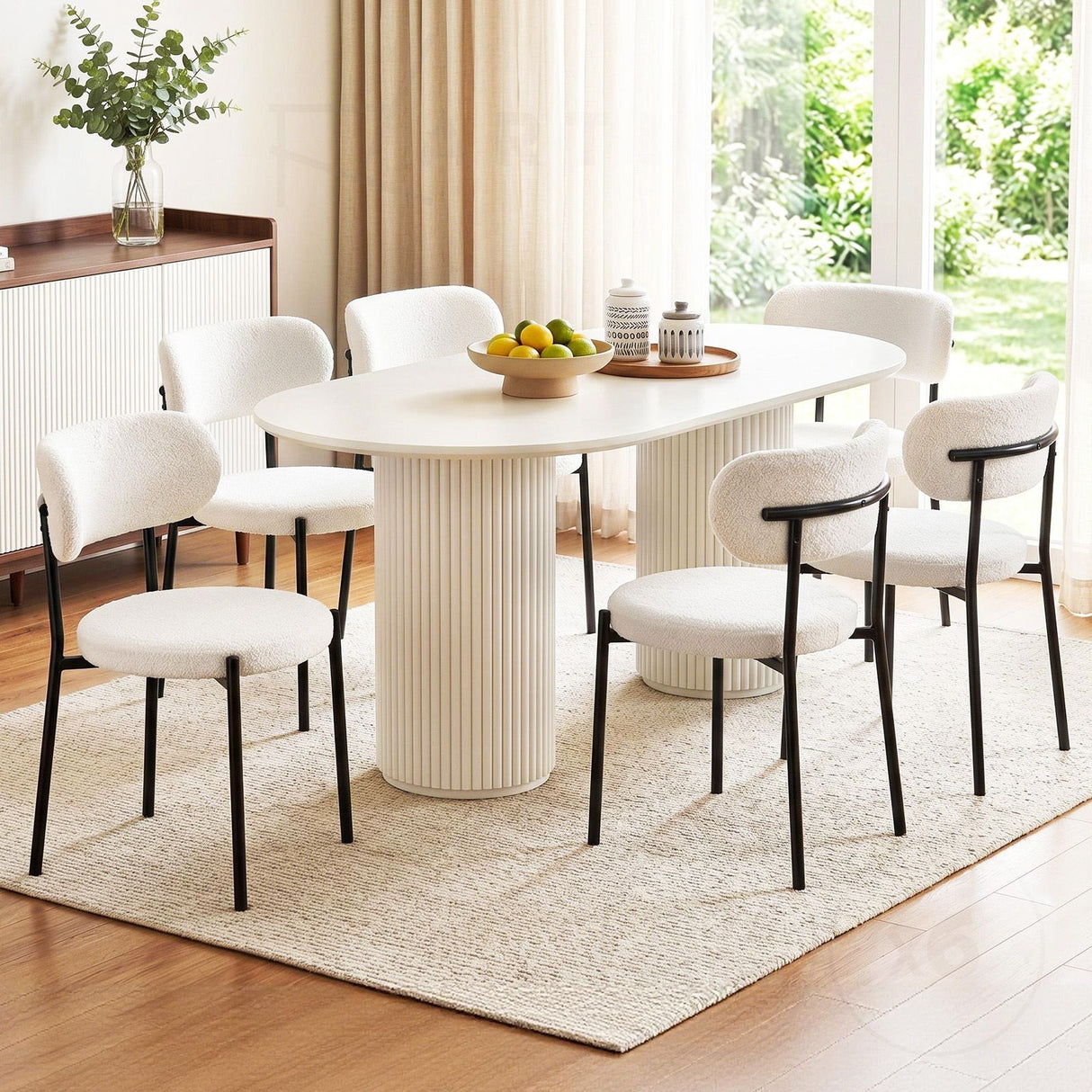 Stirling Boucle Dining Chair, White Sherpa 6pcs