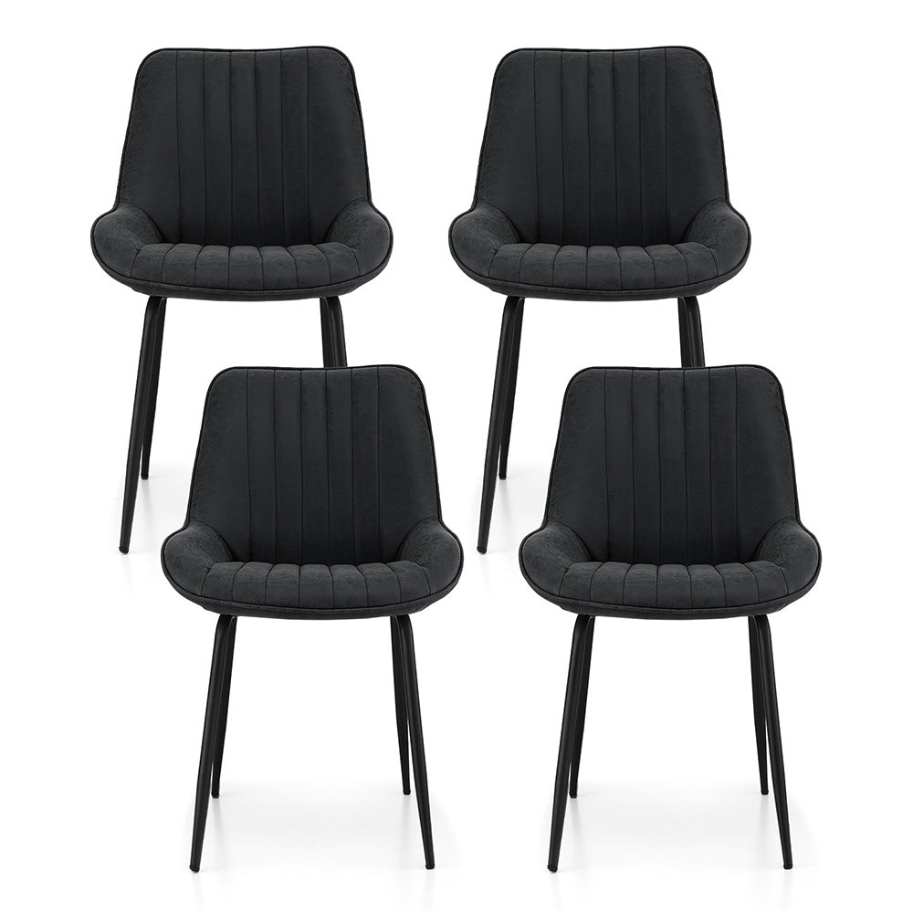 Nain black faux leather dining chair with metal legs in a modern dining room