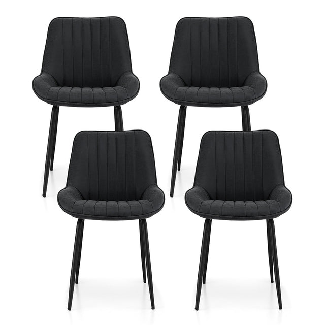 Nain black faux leather dining chair with metal legs in a modern dining room