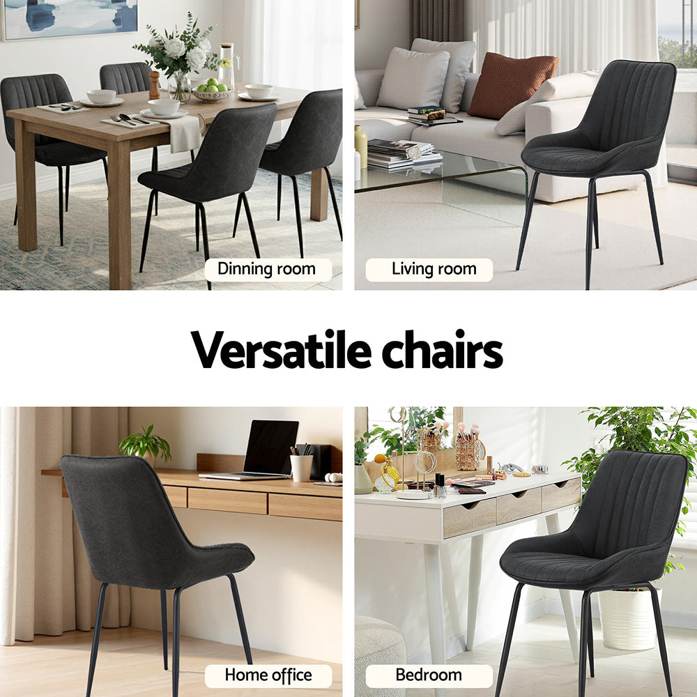 Nain black faux leather dining chair with metal legs in a modern dining room