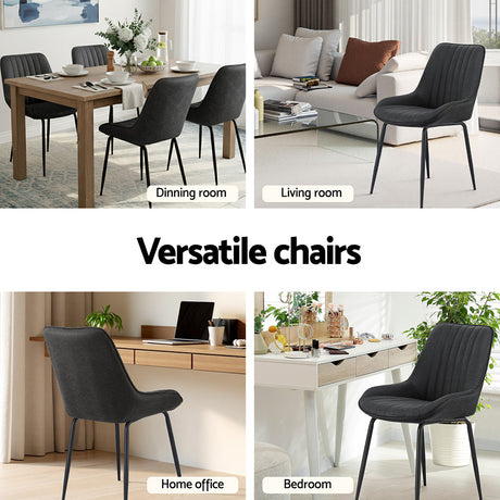 Nain black faux leather dining chair with metal legs in a modern dining room