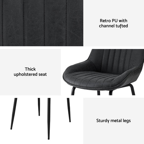 Nain black faux leather dining chair with metal legs in a modern dining room