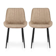 Nain khaki faux leather dining chair with black metal legs in a modern dining room