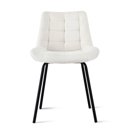 Mount Pleasant beige velvet tufted dining chair with metal legs