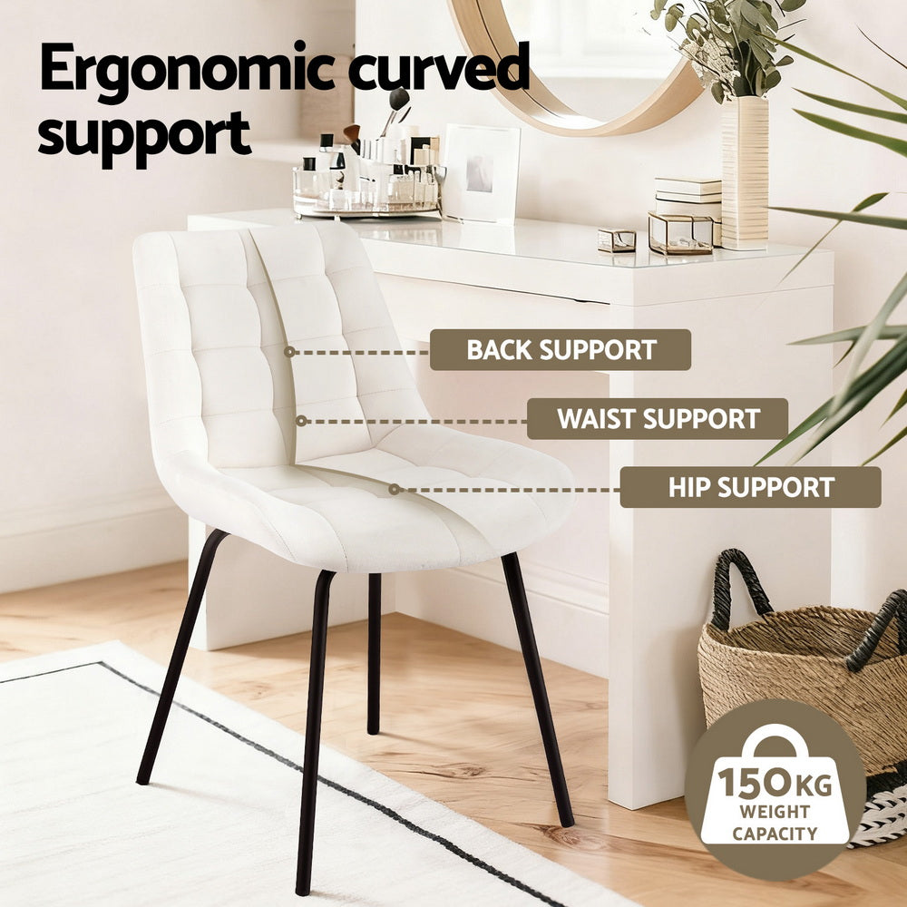 Mount Pleasant beige velvet tufted dining chair with metal legs