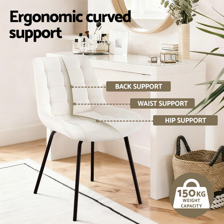 Mount Pleasant beige velvet tufted dining chair with metal legs