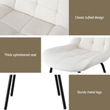 Mount Pleasant beige velvet tufted dining chair with metal legs