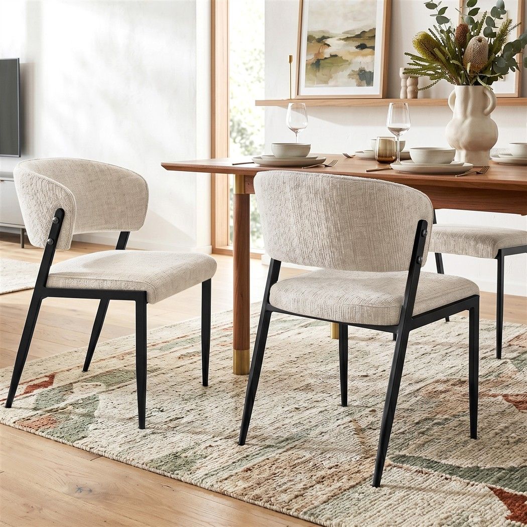 Tanunda beige linen dining chair in a modern dining room