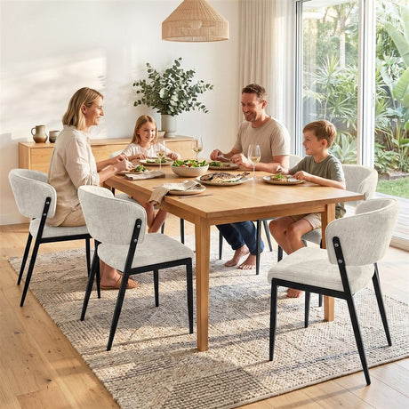 Tanunda beige linen dining chair in a modern dining room