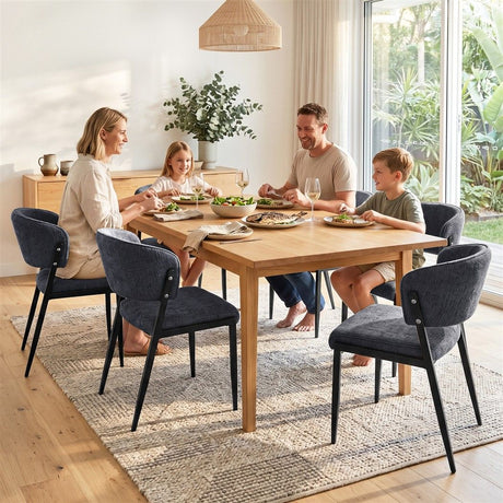 Tanunda charcoal linen dining chair in a modern dining room