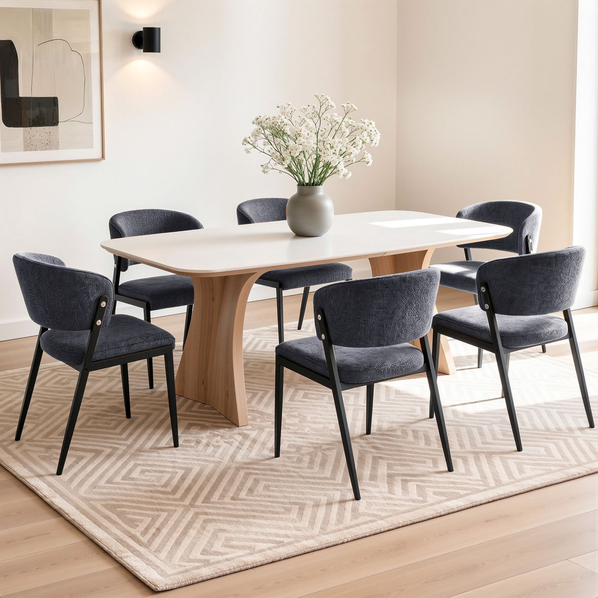 Tanunda charcoal linen dining chair in a modern dining room