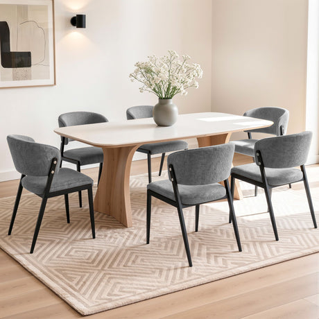 Tanunda grey linen dining chair in a modern dining room