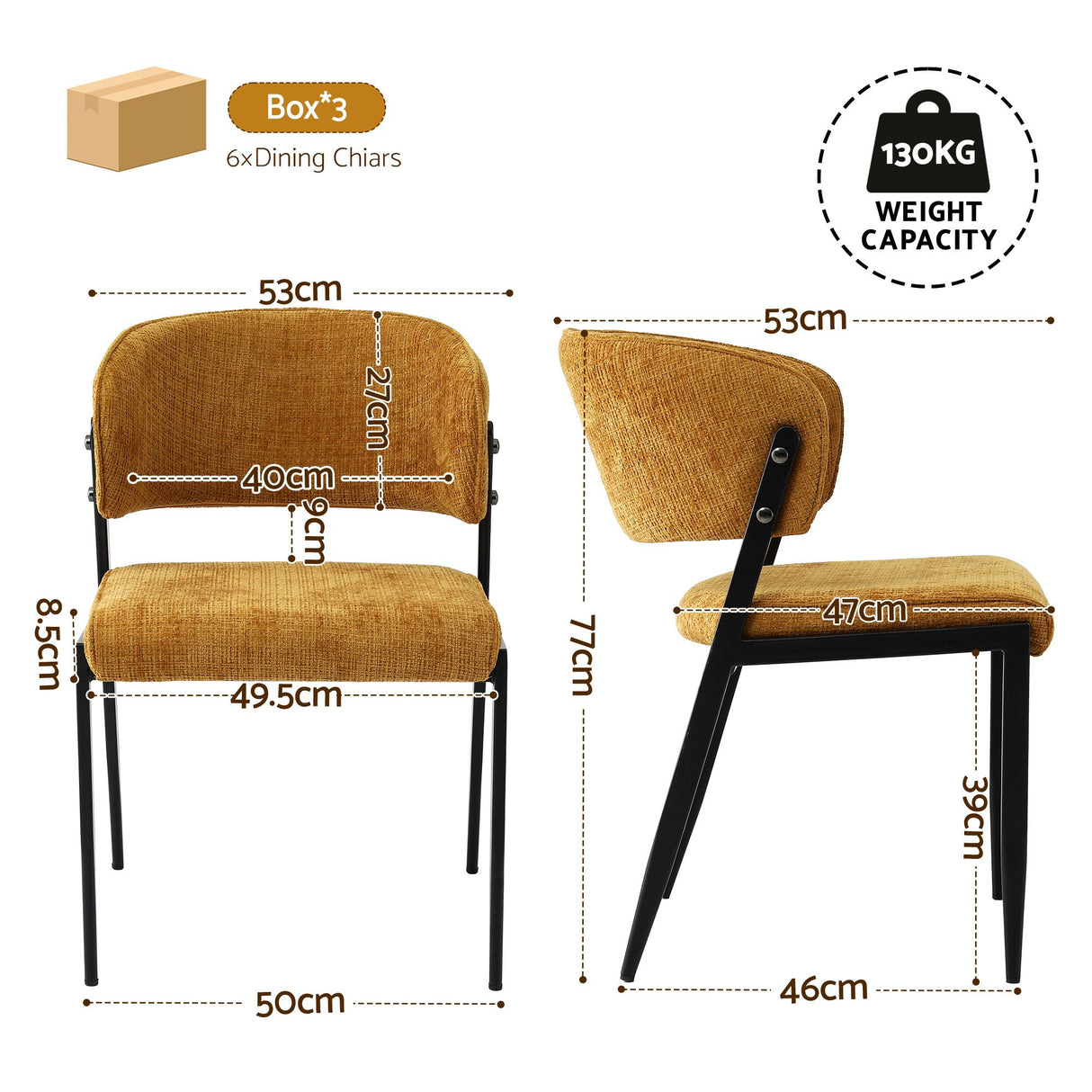 Tanunda mustard linen dining chair in a modern dining room