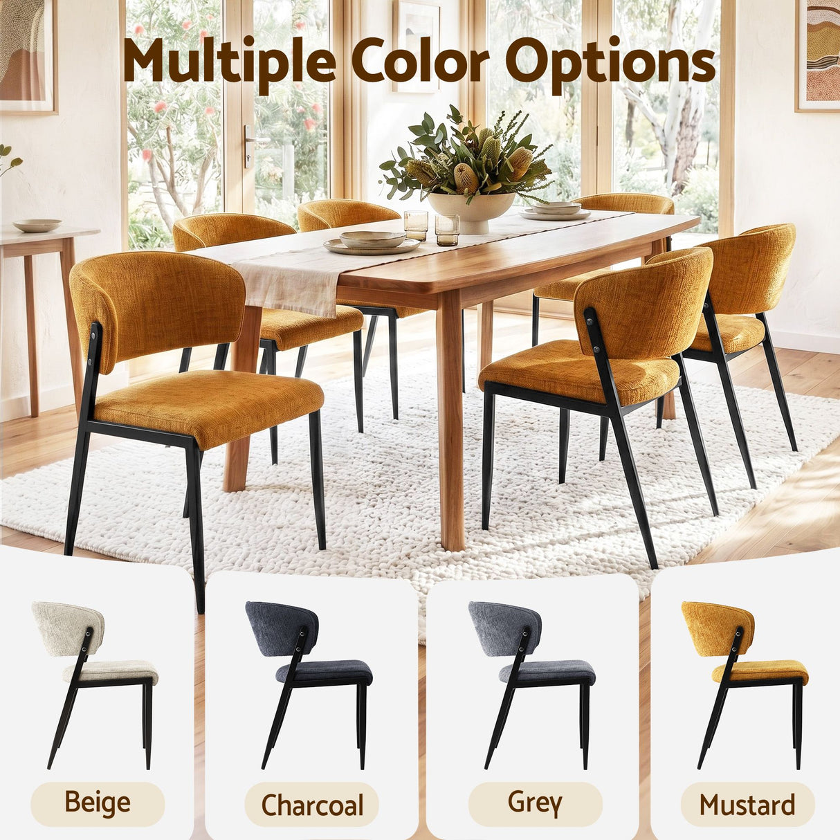 Tanunda mustard linen dining chair in a modern dining room