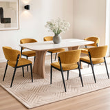 Tanunda mustard linen dining chair in a modern dining room