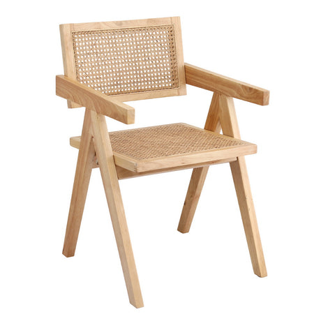 Modern Retro Handcrafted Rattan Dining Chair with Armrests — 1, 2 or 4 Chairs — Allure Home Collections