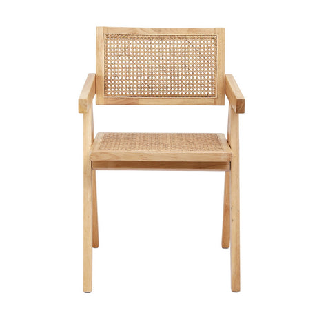 Modern Retro Handcrafted Rattan Dining Chair with Armrests — 1, 2 or 4 Chairs — Allure Home Collections