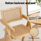 Modern Retro Handcrafted Rattan Dining Chair with Armrests — 1, 2 or 4 Chairs — Allure Home Collections