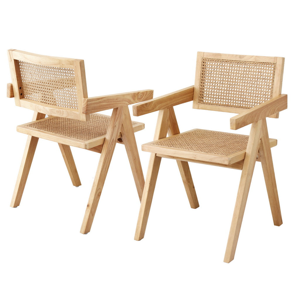Modern Retro Handcrafted Rattan Dining Chair with Armrests — 1, 2 or 4 Chairs — Allure Home Collections