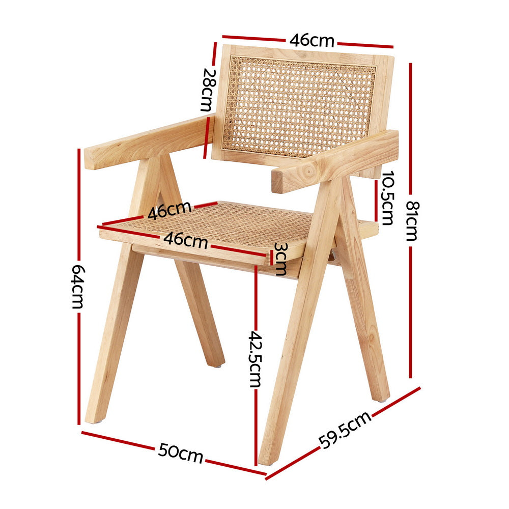 Modern Retro Handcrafted Rattan Dining Chair with Armrests — 1, 2 or 4 Chairs — Allure Home Collections