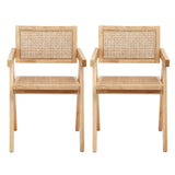 Modern Retro Handcrafted Rattan Dining Chair with Armrests — 1, 2 or 4 Chairs — Allure Home Collections