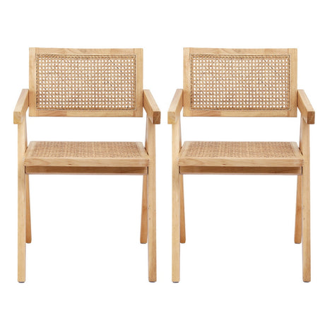 Modern Retro Handcrafted Rattan Dining Chair with Armrests — 1, 2 or 4 Chairs — Allure Home Collections
