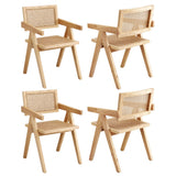 Modern Retro Handcrafted Rattan Dining Chair with Armrests — 1, 2 or 4 Chairs — Allure Home Collections