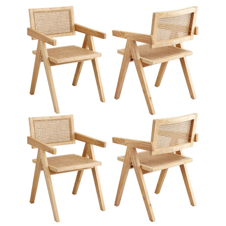 Modern Retro Handcrafted Rattan Dining Chair with Armrests — 1, 2 or 4 Chairs — Allure Home Collections
