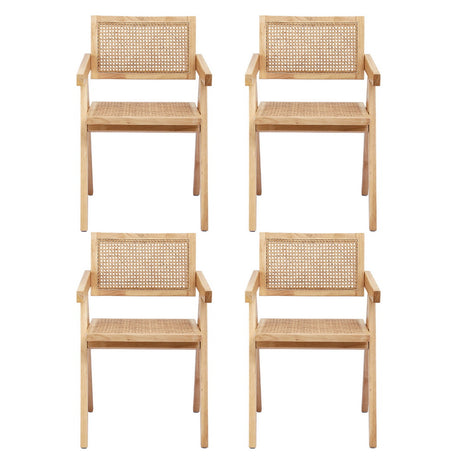 Modern Retro Handcrafted Rattan Dining Chair with Armrests — 1, 2 or 4 Chairs — Allure Home Collections