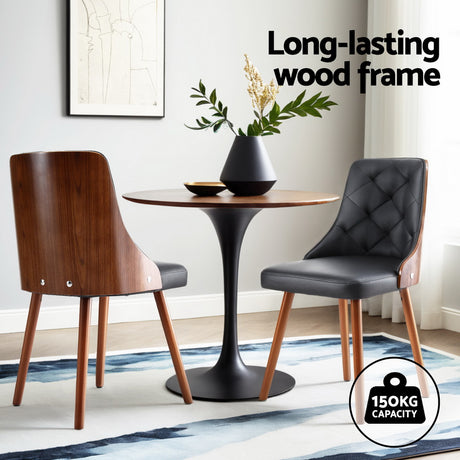 Artiss Black PU Leather Diamond-Tufted Dining Chairs — Set of 4 — Allure Home Collections