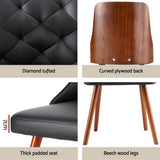 Artiss Black PU Leather Diamond-Tufted Dining Chairs — Set of 4 — Allure Home Collections