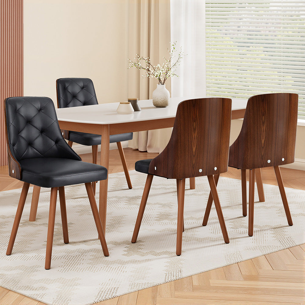 Artiss Black PU Leather Diamond-Tufted Dining Chairs — Set of 4 — Allure Home Collections