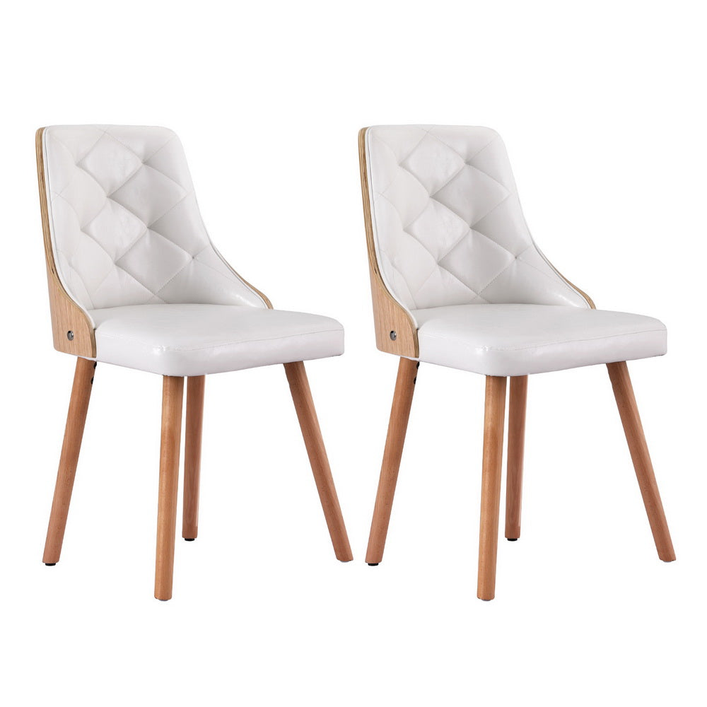 Artiss PU Leather Diamond-Tufted Dining Chairs — Set of 2, White or Black — Allure Home Collections