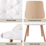 Artiss PU Leather Diamond-Tufted Dining Chairs — Set of 2, White or Black — Allure Home Collections