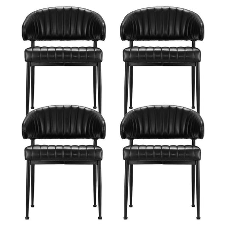 Artiss Yolanda Black PU Leather Hollow Armchair Dining Chairs — Set of 4 — Allure Home Collections