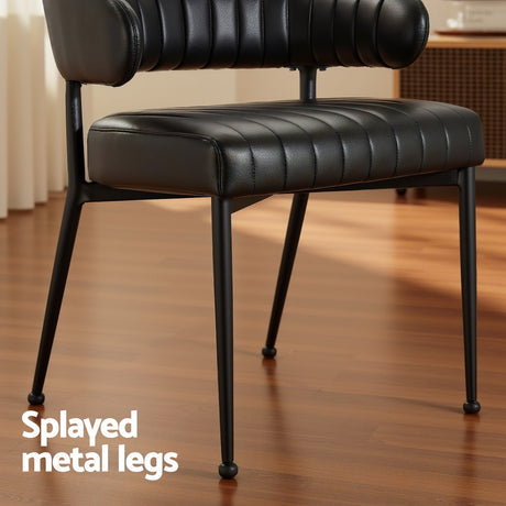 Artiss Yolanda Black PU Leather Hollow Armchair Dining Chairs — Set of 4 — Allure Home Collections