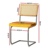 Artiss Felix Velvet Rattan Cantilever Dining Chairs — Set of 4, Yellow — Allure Home Collections
