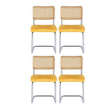 Artiss Felix Velvet Rattan Cantilever Dining Chairs — Set of 4, Yellow — Allure Home Collections