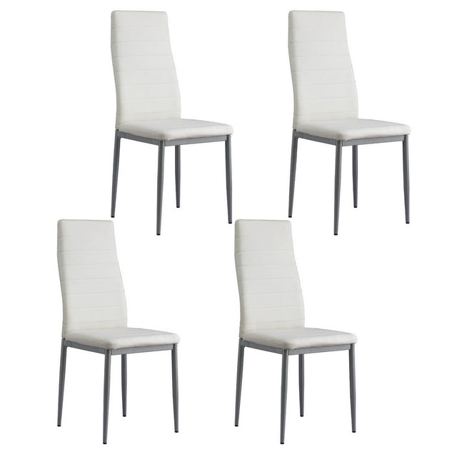 Artiss White PVC Channel-Tufted Dining Chairs — Set of 4 — Allure Home Collections