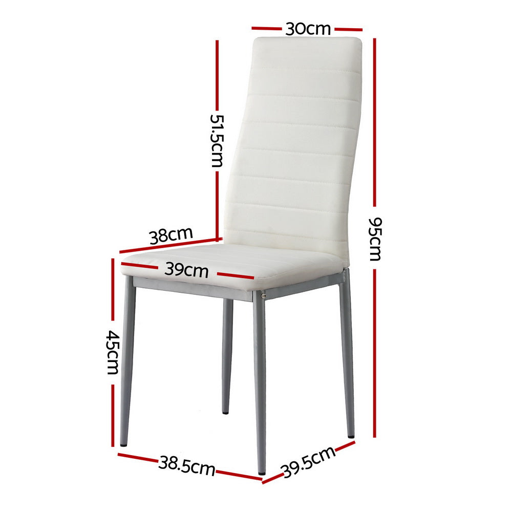 Artiss White PVC Channel-Tufted Dining Chairs — Set of 4 — Allure Home Collections