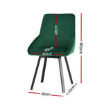 Velvet Green Swivel Dining Chairs Set of 4