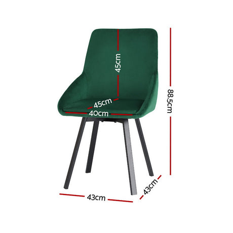 Velvet Green Swivel Dining Chairs Set of 4
