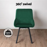 Velvet Green Swivel Dining Chairs Set of 4