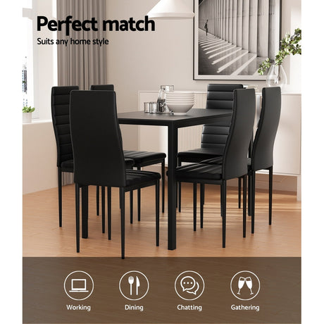 Bridgewater 7 Piece Dining Set, Black
